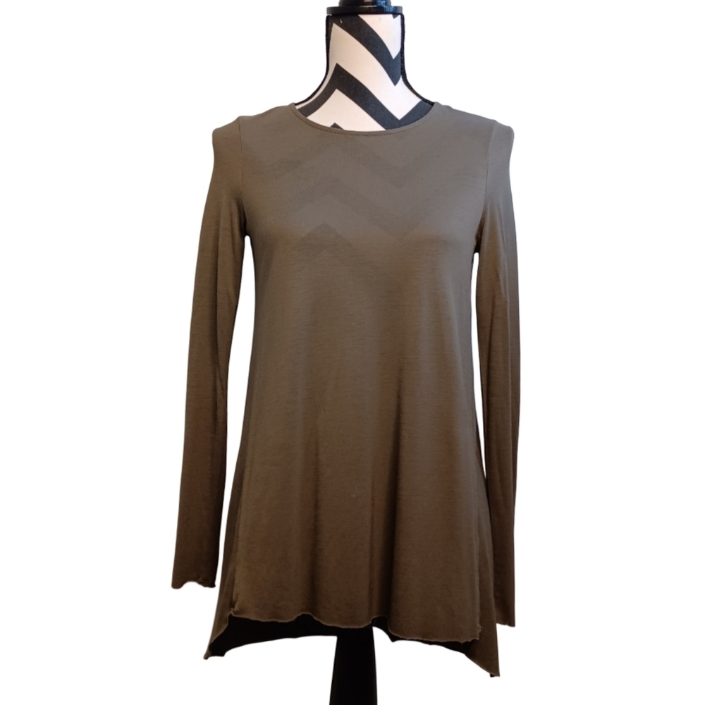 COS Lagenlook Olive Green Sz XS Long-sleeve Tunic Top
